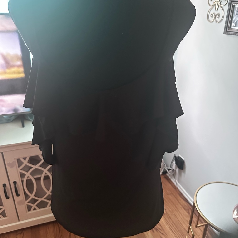 Express Black Ruffle Blouse - Picture 3 of 4